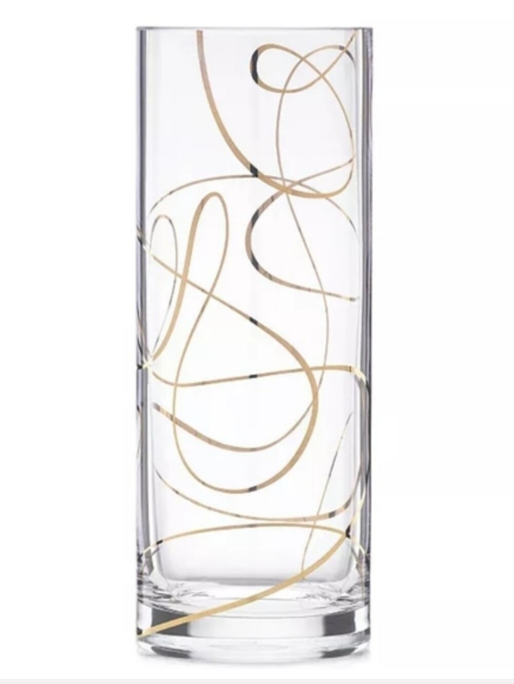 kate spade Clear Glass Cylinder Vase with Gold Swirl Accents